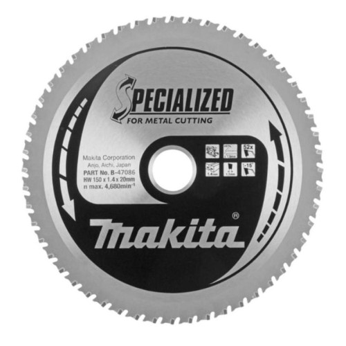 Пильный диск для металла, 150x20x1.2x52T для DCS551 / DCS553 Makita B-47086