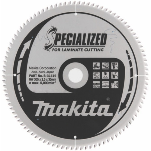 Диск пильный для ламината, 305х2.5х30 мм, 96T, 5G, TCG Makita B-31619