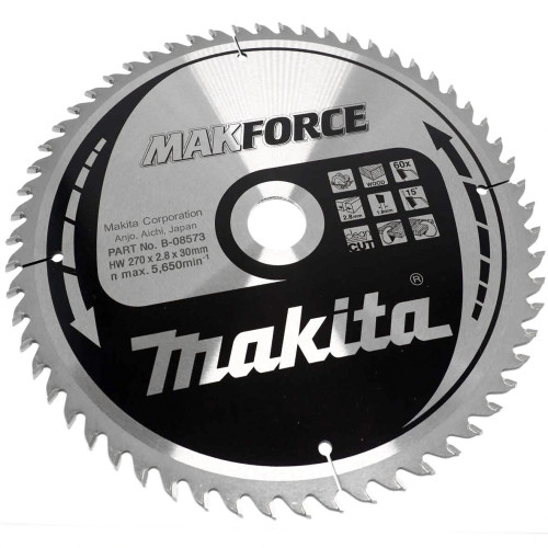 Диск пильный для дерева Makforce, HW, 270x2.8x30 мм, 60T, 15G, ATAF Makita B-35209