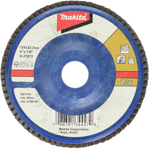 Лепестковый шлифовальный диск Z36, 125 мм, нейлон, плоский Makita D-27872