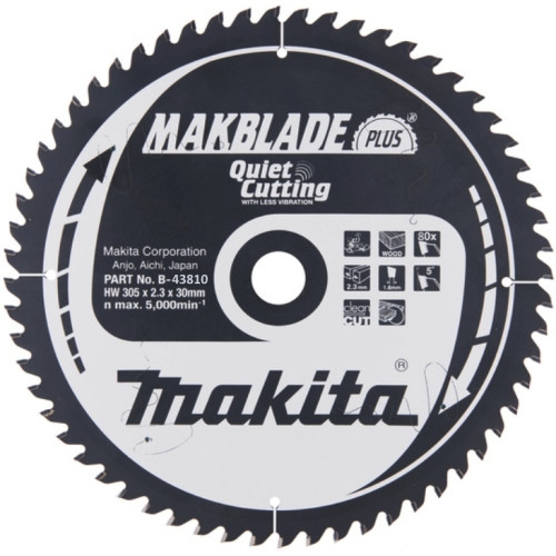 Диск пильный для дерева Makblade-Plus, 305x2.3x30, 80T, ATB Makita B-43810