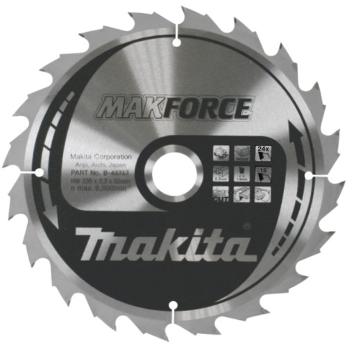 Диск пильный для дерева Makforce, HW, 235x2.3x30 мм, 24T, 15G, ATAF Makita B-43717