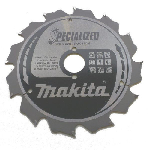 Пильный диск для строительных работ,190x30x1.6x12T, Makita, B-13683