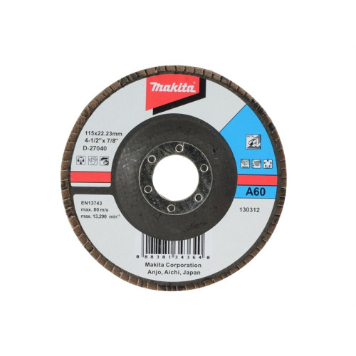 Лепестковый шлифовальный диск А80,115мм,стекловолокно,плоский, Makita, D-27252